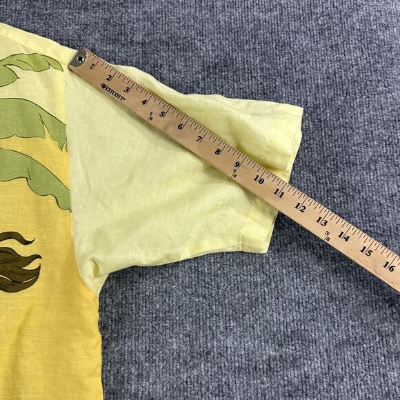 Tommy Bahama Shirt Mens Large Yellow 100% Linen Hawaiian Hula Ukulele Aloha - Picture 11 of 12